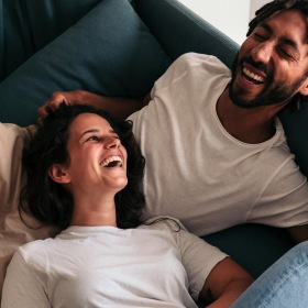 a man and woman laughing