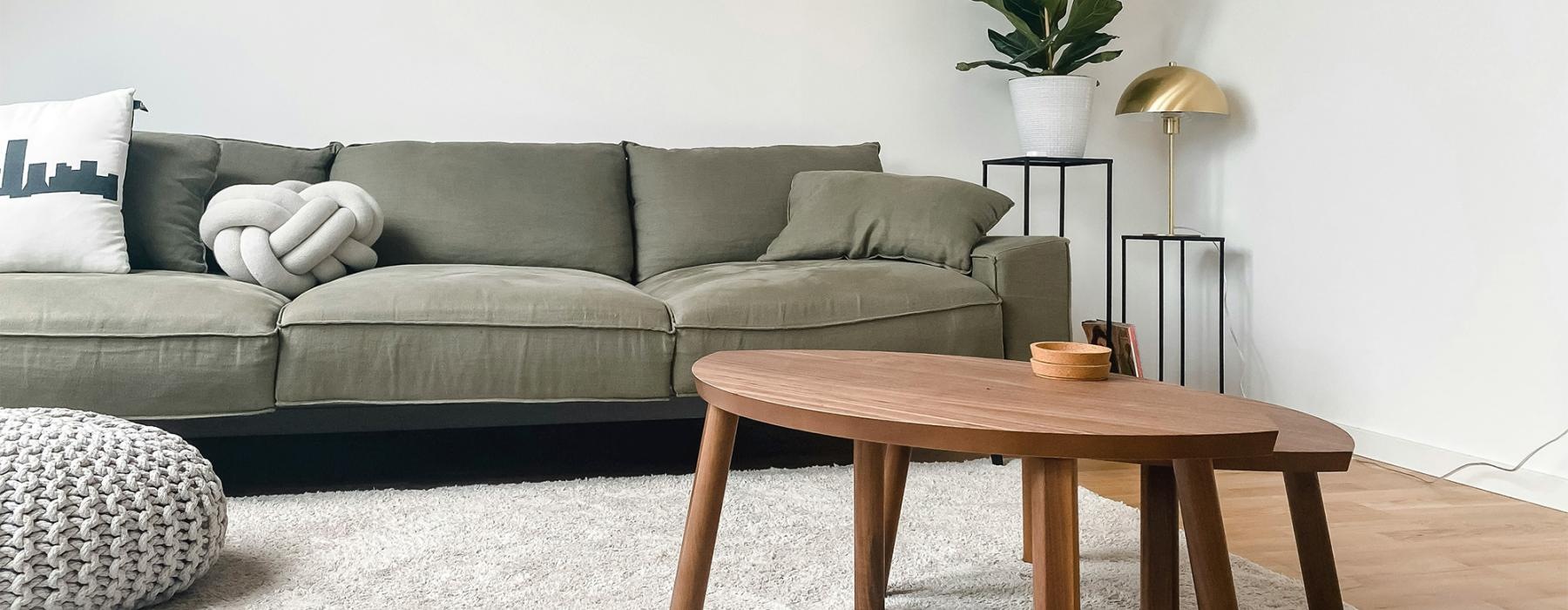a living room with a couch and a coffee table